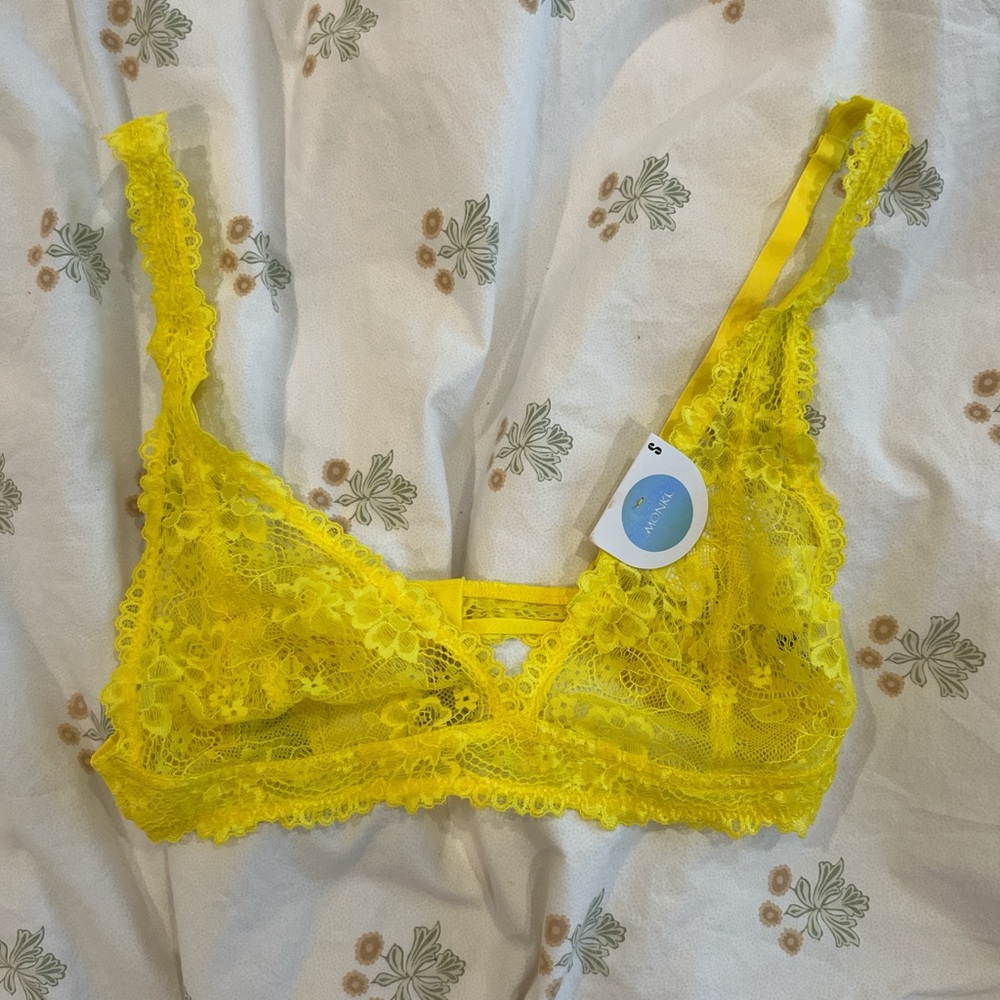 small yellow lace bralette